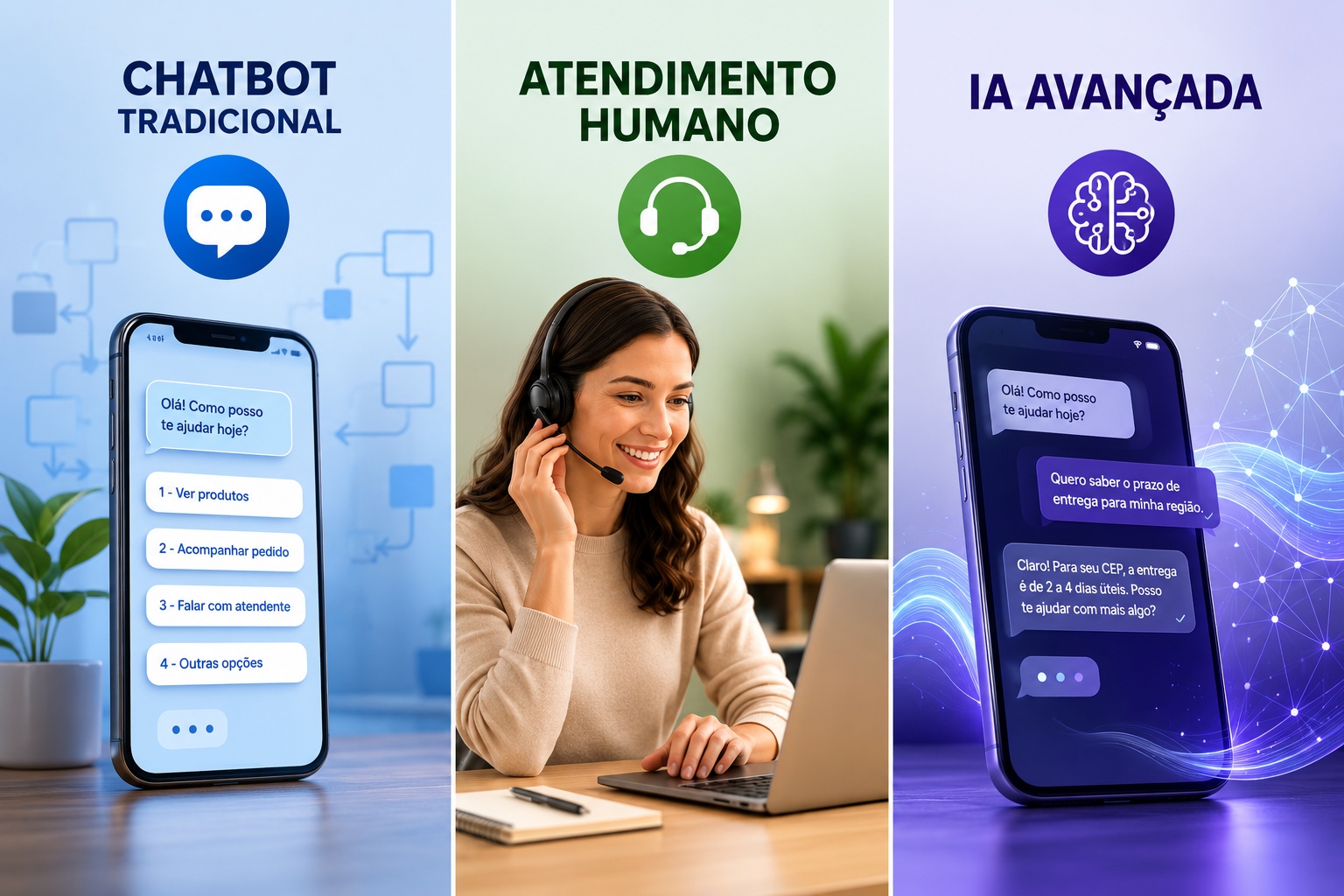 Ondersteuning via WhatsApp: vergelijking tussen traditionele chatbots, menselijk en geavanceerde AI